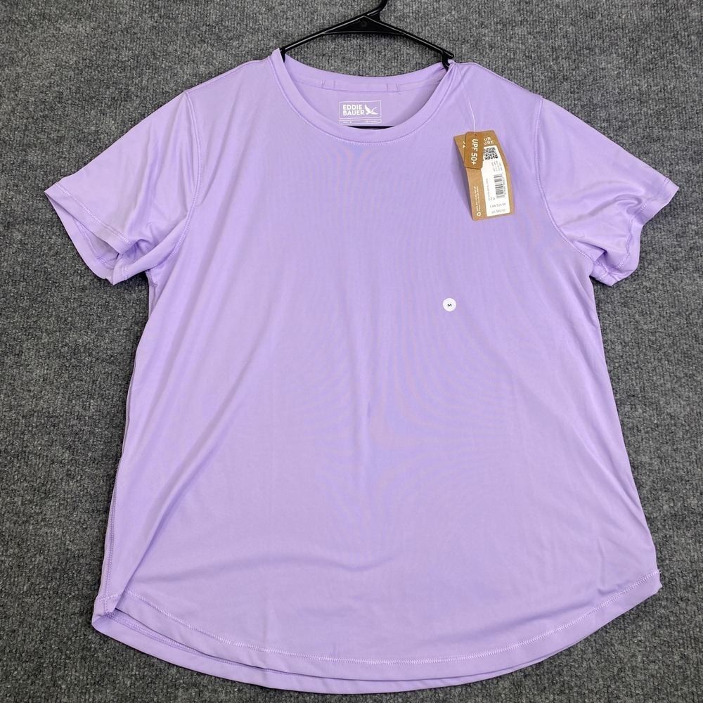Eddie Bauer Womens Solarfoil Crew T-Shirt Iris Purple UPF 50+ Size M 4440